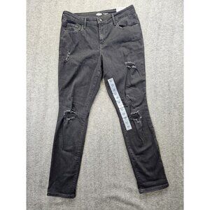 Old Navy Jeans Womens Size 12 Black Distressed Pop Icon Skinny Jeans Mid Rise